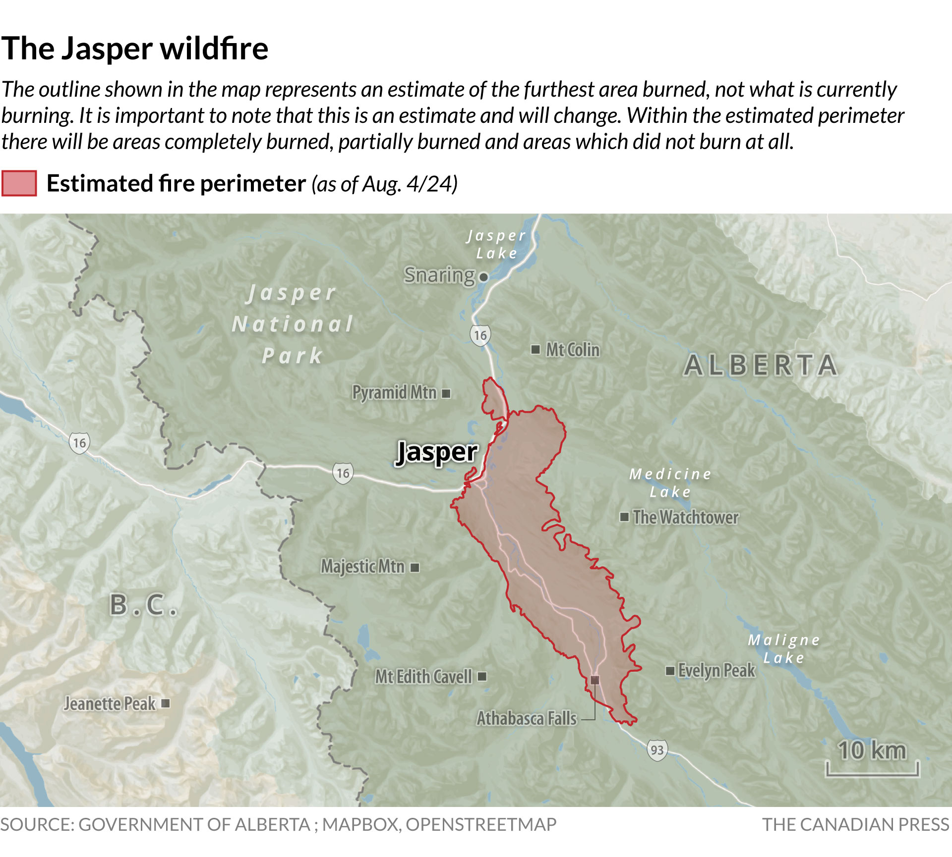 Jasper wildfire perimeter