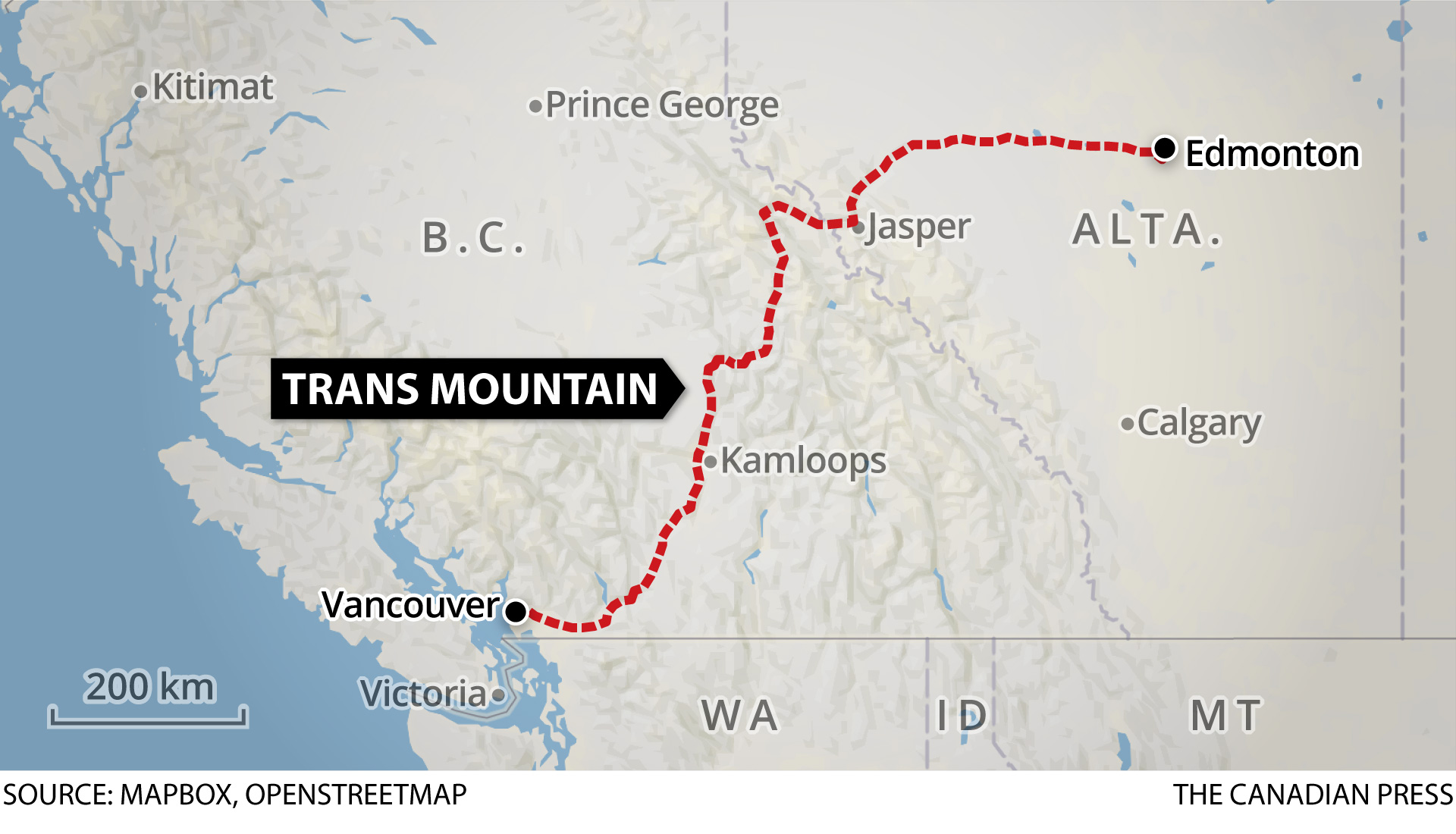 Trans Mountain pipeline route