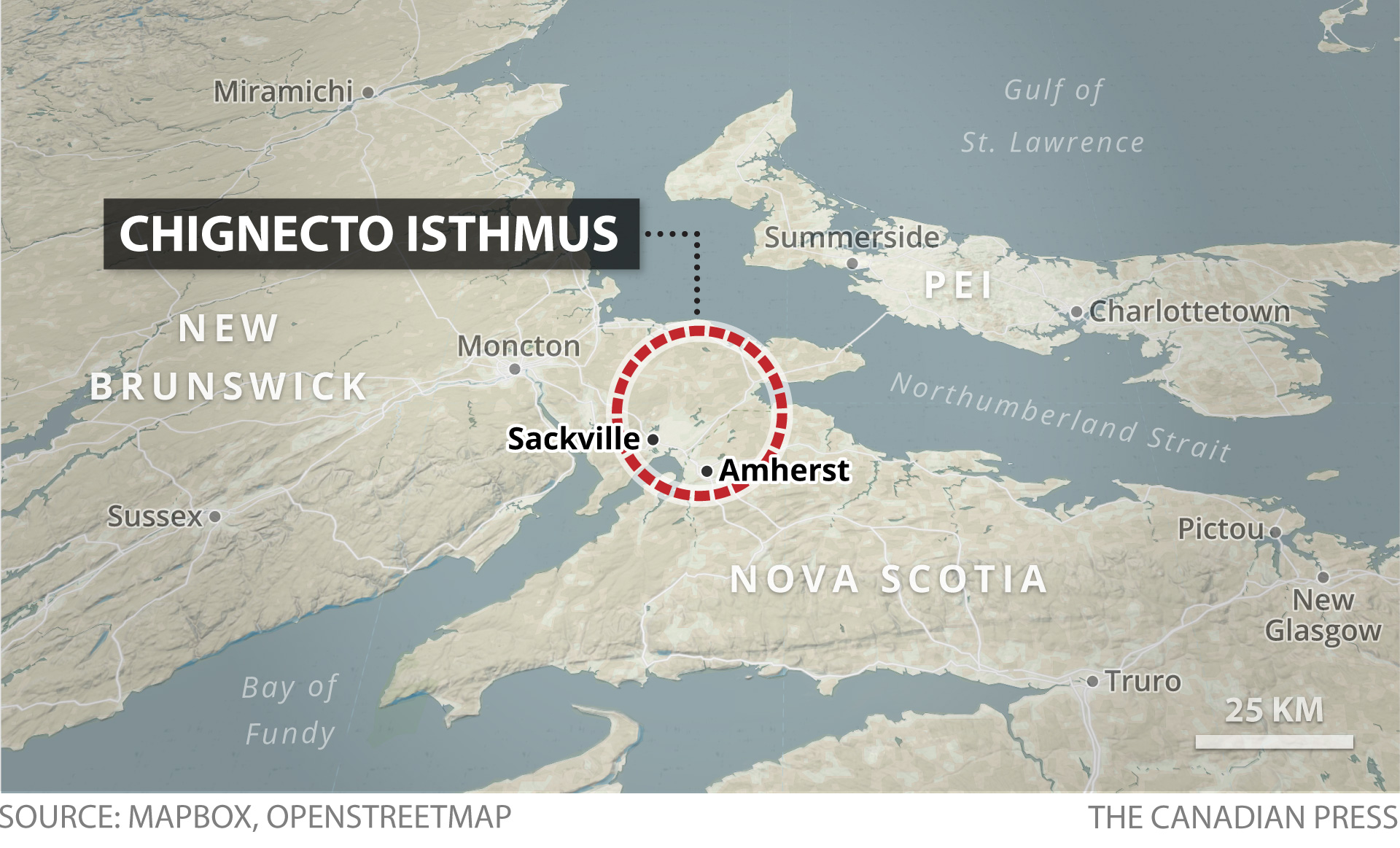 Chignecto Isthmus map