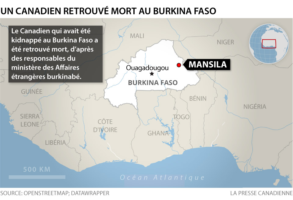 Un Canadien aurait été retrouvé mort au Burkina Faso