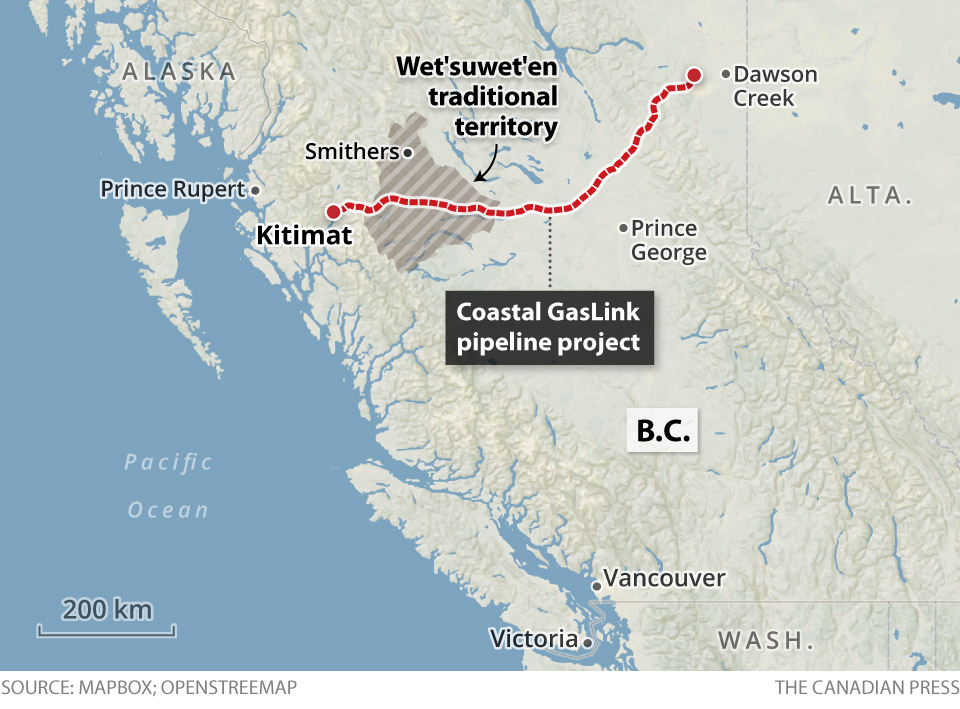 BC COSTAL GASLINK PIPELINE ROUTE