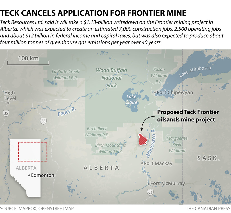 TECK FRONTIER MINE CANCELLED